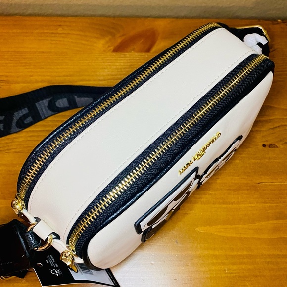 ๐ SALE ๐ NEW! Karl Lagerfeld Paris Beige Maybelle Double Zip Choupette Bag - Picture 11 of 17